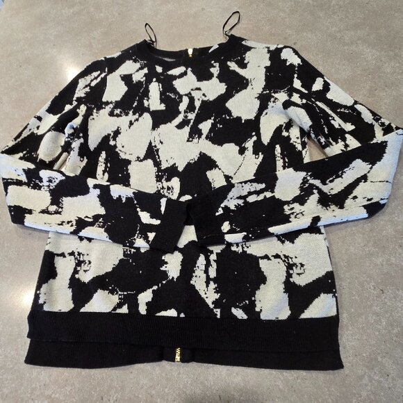 H&M Women's Graphic Print Long Sleeves Knit w/Back Zipper - Black/Cream - SML - Picture 7 of 13